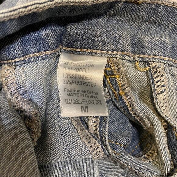 DEAT Hollow Cut Out Stretch Straight High Waist Wide Leg Denim Jeans Womens 8 - Picture 8 of 14